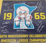 1965 Minnesota Twins Team Signed & Framed 50th Anniversary Reunion Poster w/ Twins LOA