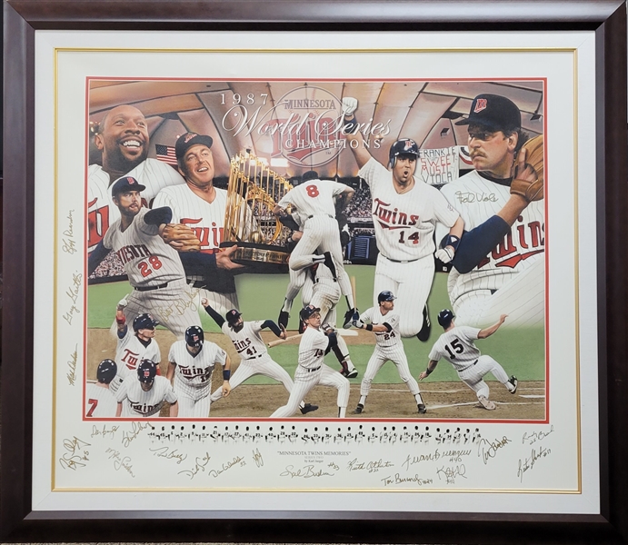Minnesota Twins 1987 World Series Champions Autographed 47x54 Framed Karl Jaeger Canvas w/ Twins LOA
