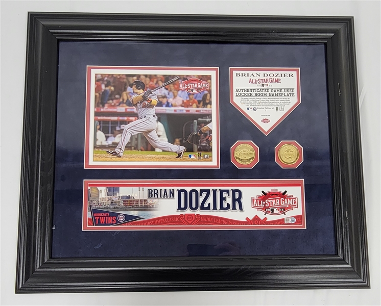 Brian Dozier Framed 2015 All-Star Game Locker Room Name Plate Display MLB