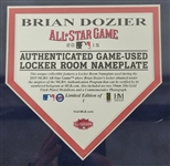 Brian Dozier Framed 2015 All-Star Game Locker Room Name Plate Display MLB