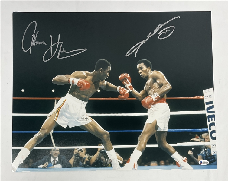 Sugar Ray Leonard & Thomas Hearns Autographed 16x20 Photo Beckett