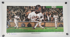 Barry Bonds Autographed Steve Hoskins 500th HR Canvas Lithograph LE /500 35x18 PSA/DNA
