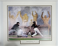 Barry Bonds Autographed 2001 Record Season 34x31 Artist Lithograph