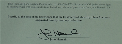 John Hannah c. 1980's-90's New England Patriots Game Worn Jacket w/John Hannah Signed Letter of Provenance