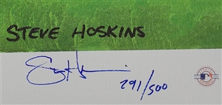 Barry Bonds Autographed Steve Hoskins 500th HR Canvas Lithograph LE #291/500 35x18 PSA/DNA