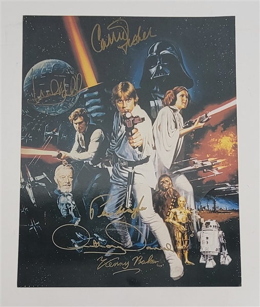 "Star Wars" Cast Autographed 11x14 Photo 5 Signatures w/ Carrie Fisher Beckett LOA