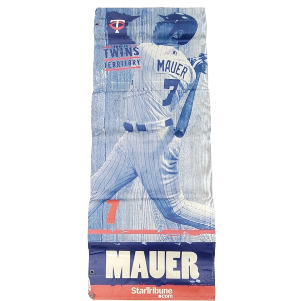 Joe Mauer Autographed & Inscribed Metrodome Walkway Banner MLB