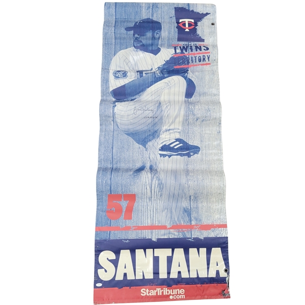 Johan Santana Autographed & Inscribed Metrodome Walkway Banner JSA