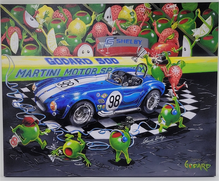 Carroll Shelby Autographed "We Olive A Shelby" 28x35 Godard Limited Edition #173/427 Canvas Painting w/ Beckett LOA