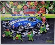 Carroll Shelby Autographed "We Olive A Shelby" 28x35 Godard Limited Edition #173/427 Canvas Painting w/ Beckett LOA