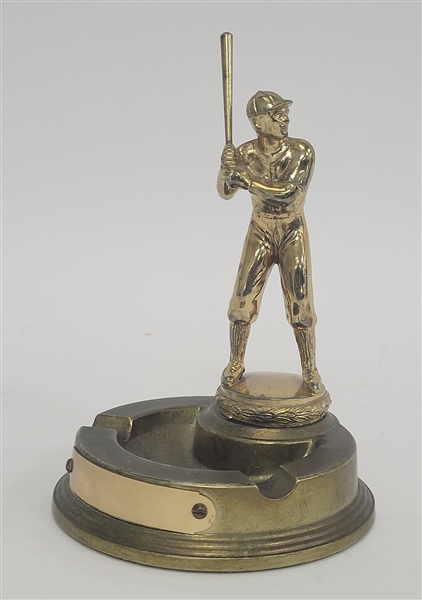 Baseball Player Brass Ashtray