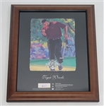 Tiger Woods Autographed Upper Deck Champions Lounge Print in Style of Upper Deck Rookie Card