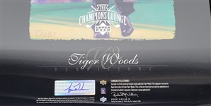 Tiger Woods Autographed Upper Deck Champions Lounge Print in Style of Upper Deck Rookie Card