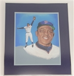 Willie Mays Framed Original Doug West 1984 Sports Design Pro Painting & Autographed Identical Card PSA 8