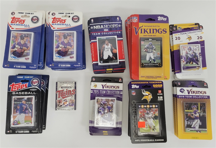 Extensive Collection of Minnesota Vikings, Twins, & Timberwolves Team Sets