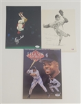 Lot of 2 Warren Spahn & Ozzie Smith Autographed 8x10 Photos and Frank Thomas Autographed Magazine JSA & PSA/DNA
