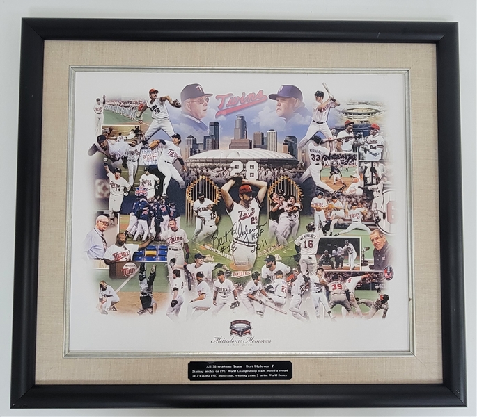 Bert Blyleven Metrodome Memories Canvas by Karl Jaeger Hand Signed w/Blyleven Signed Letter of Provenance