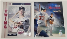 Justin Morneau Collection w/ 4 Bobbleheads & 2 Autographed 8x10 Photos