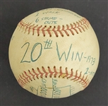 Bert Blyleven 1973 20th Win Game Used Final Out Stat Baseball - Sept. 26, 1973 - Twins vs Athletics w/Blyleven Signed Letter of Provenance