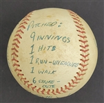 Bert Blyleven 1973 20th Win Game Used Final Out Stat Baseball - Sept. 26, 1973 - Twins vs Athletics w/Blyleven Signed Letter of Provenance