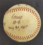 Bert Blyleven 10th Win of 1987 Season Game Used Stat Baseball Twins vs Athletics w/Blyleven Signed Letter of Provenance