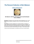 Bert Blyleven 10th Win of 1987 Season Game Used Stat Baseball Twins vs Athletics w/Blyleven Signed Letter of Provenance
