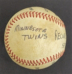 Bert Blyleven 1973 Minnesota Twins Records Set Game Used Stat Baseball w/Blyleven Signed Letter of Provenance