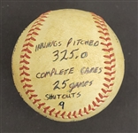 Bert Blyleven 1973 Minnesota Twins Records Set Game Used Stat Baseball w/Blyleven Signed Letter of Provenance