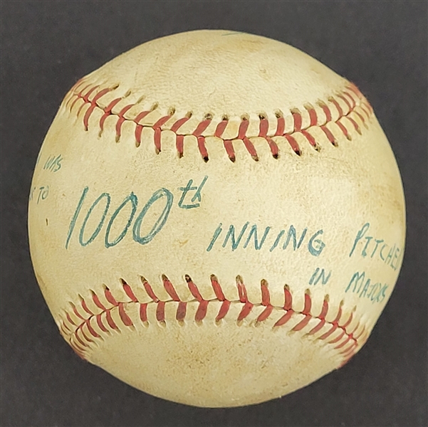 Bert Blyleven 1,000th Career Inning Pitched 800th Strikeout Complete Game Shutout Final Out Used Stat Baseball 1973 Twins vs Royals w/Blyleven Signed Letter of Provenance