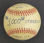 Bert Blyleven 3,000th Strikeout Actual Game Used Baseball August 1, 1986 w/Blyleven Signed Letter of Provenance