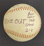 Bert Blyleven 1,000th Career Strikeout Actual Baseball August 5, 1974 w/Blyleven Signed Letter of Provenance