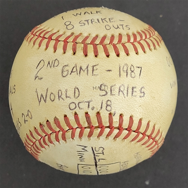 Bert Blyleven Game 2 1987 World Series Game Used Stat Baseball Twins vs Cardinals w/Blyleven Signed Letter of Provenance