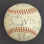 Bert Blyleven 100th Major League Victory 1st Win as a Ranger Complete Game Shutout Used Final Out Stat Baseball w/Blyleven Signed Letter of Provenance
