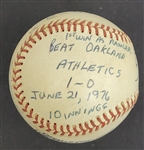 Bert Blyleven 100th Major League Victory 1st Win as a Ranger Complete Game Shutout Used Final Out Stat Baseball w/Blyleven Signed Letter of Provenance