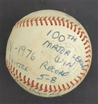 Bert Blyleven 100th Major League Victory 1st Win as a Ranger Complete Game Shutout Used Final Out Stat Baseball w/Blyleven Signed Letter of Provenance