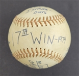 Bert Blyleven 17th Win Final of 1974 Season Complete Game Shutout Minnesota Twins Game Used Final Out Stat Baseball w/Blyleven Signed Letter of Provenance