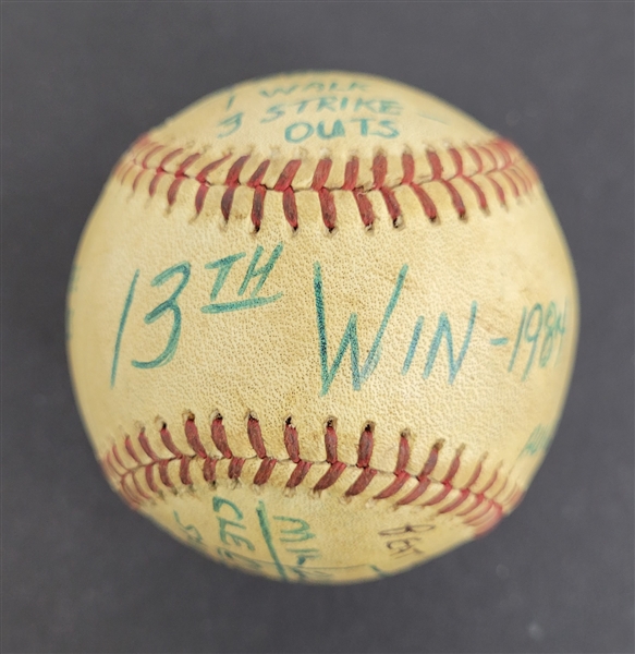 Bert Blyleven 13th Win of 1984 Season Cleveland Indians Game Used Stat Baseball w/Blyleven Signed Letter of Provenance