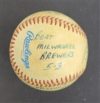 Bert Blyleven 13th Win of 1984 Season Cleveland Indians Game Used Stat Baseball w/Blyleven Signed Letter of Provenance