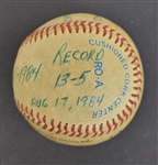 Bert Blyleven 13th Win of 1984 Season Cleveland Indians Game Used Stat Baseball w/Blyleven Signed Letter of Provenance