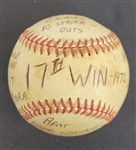Bert Blyleven 17th Win Final of 1972 Season Minnesota Twins Game Used Stat Baseball w/Blyleven Signed Letter of Provenance