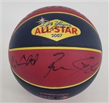 2007 NBA All-Stars Autographed Basketball w/ LeBron Beckett LOA