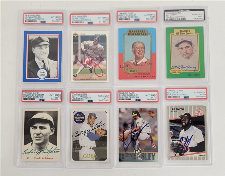 Lot of 8 Autographed Baseball Hall of Famer Cards PSA/DNA