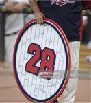 Bert Blyleven Jersey Number 28 Retirement Presentation Plaque 36x36” Autographed by the 2011 Minnesota Twins Photo Matched w/Blyleven Signed Letter of Provenance