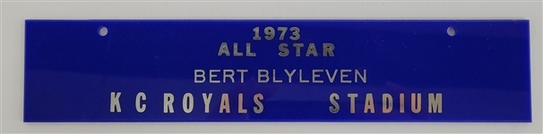 Bert Blyleven 1973 All Star Game Locker Plate and Tag Royals Stadium w/Blyleven Signed Letter of Provenance
