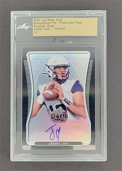 Jordan Love 2020 Leaf Metal Draft Autographed Pre-Production Proof Prismatic Black 1/1 Rookie Card