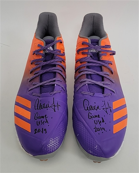 Aaron Judge 2019 Game Used Dual Autographed & Inscribed Cleats MLB & Fanatics