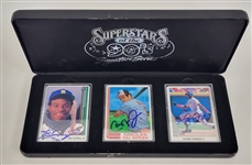 Ken Griffey Jr., Cal Ripken Jr., & Frank Thomas Superstars of the 90s Autographed Porcelain Card Set LE #34/999