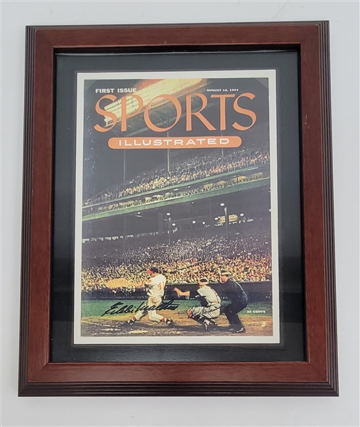 Eddie Mathews & Wes Westrum Dual Autographed & Framed 1954 Sports Illustrated First Issue Cover JSA
