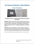 Bert Blyleven Hall of Fame Induction Hand Written Actual Speech July 24, 2011 w/Blyleven Signed Letter of Provenance