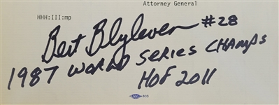 Bert Blyleven Minnesota Twins 1987 World Series Congratulations Letter from Skip Humphrey and Signed Photo w/Blyleven Signed Letter of Provenance